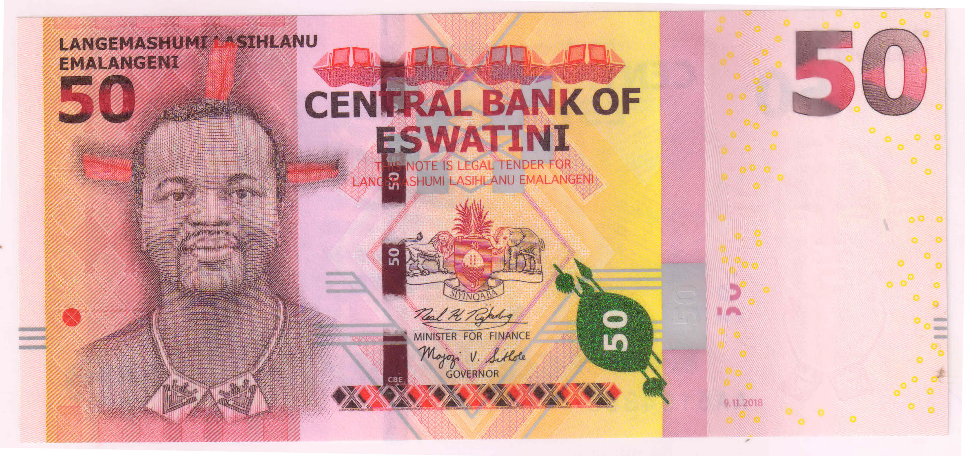 Eswatini / Swaziland - 50 Emalageni 2018 unc currency note - KB