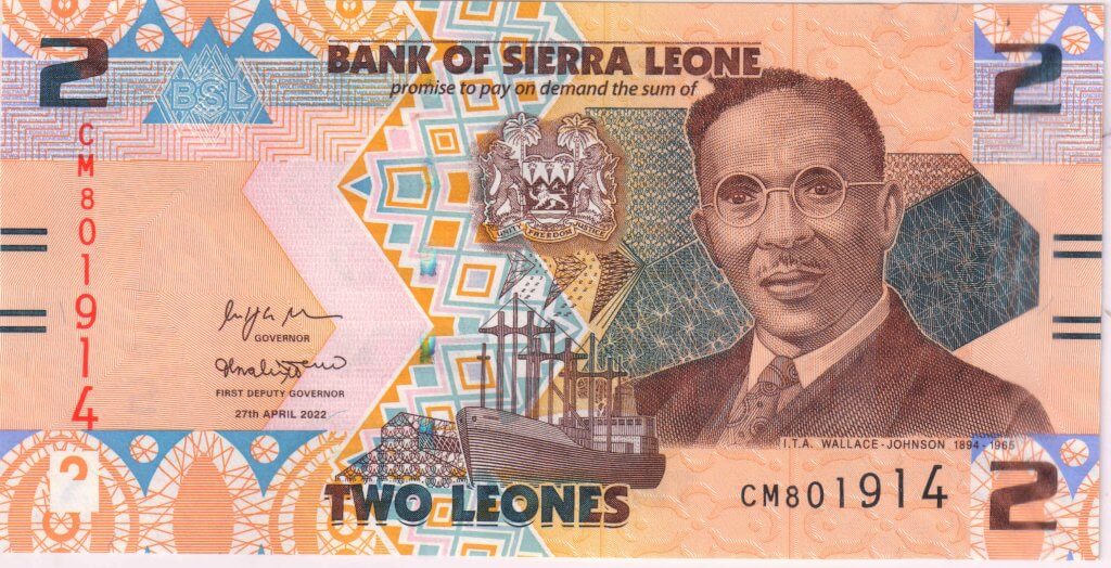 SIERRA LEONE 2 Leones 2022 Unc Currency Note KB Coins Currencies   5aaa 1 1024x524 