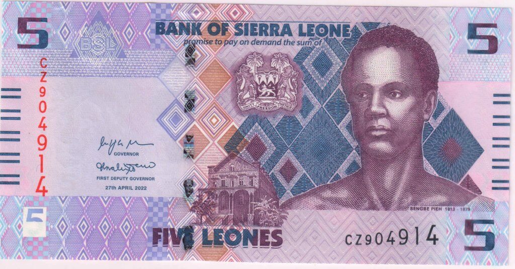 SIERRA LEONE 5 Leones 2022 unc currency note KB Coins & Currencies