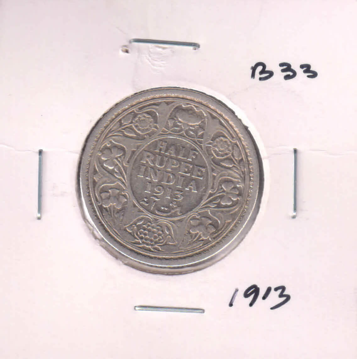 Br. India 1/2 Rupee 1913 Scarce Year Silver Coin B33 - KB Coins ...