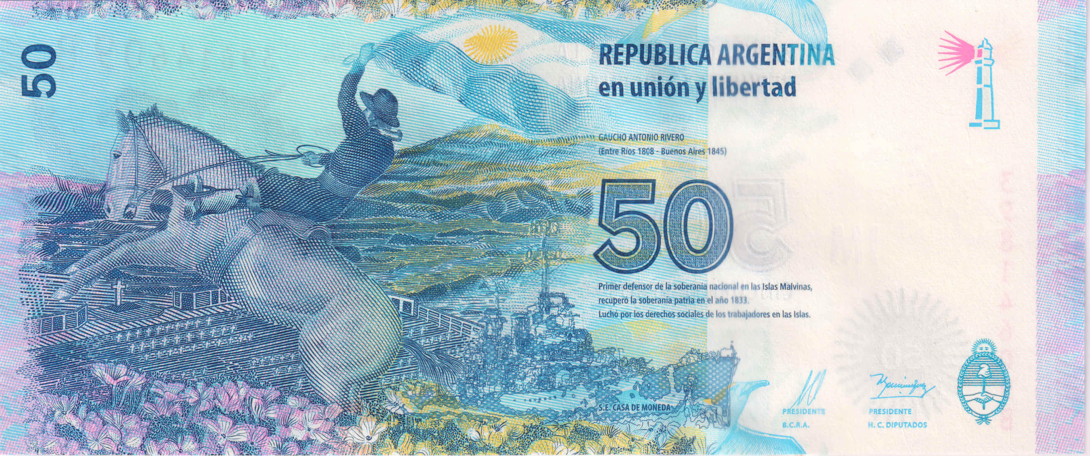 Argentina 50 pesos unc currency note - KB Coins & Currencies