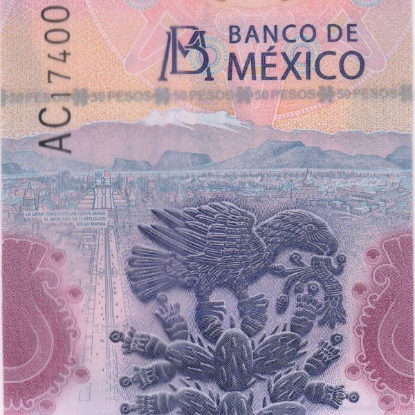 thumbnail image 2 of Mexico 50 Pesos 2021-2023 Polymer Banknote – P-New UNC, Completely Redesigned 2 of 5