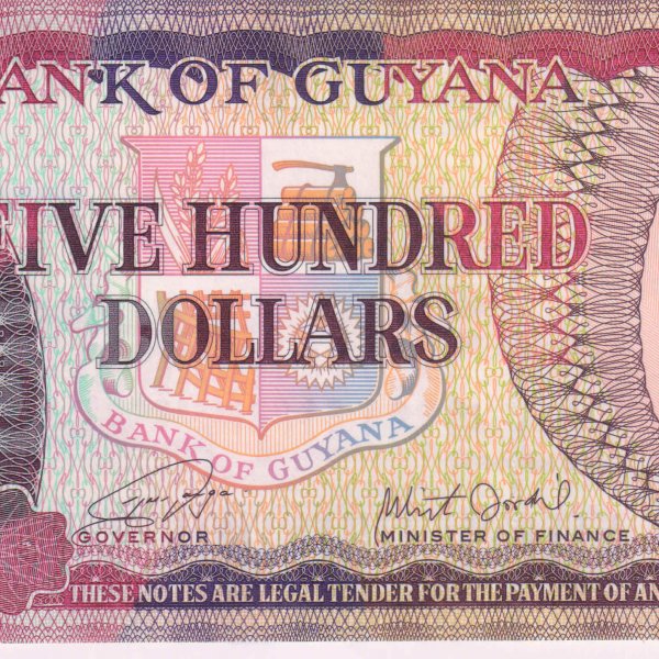 thumbnail image 2 of Six Guyana UNC Notes - Same Denominations - 1983-2018 Various Prefixes & Signatures 2 of 5
