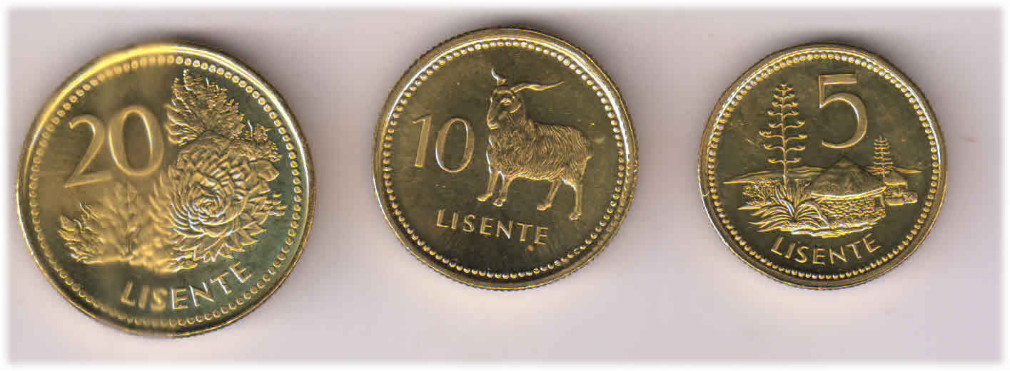 thumbnail image 2 of Lesotho 9-Piece UNC Coin Set – 1, 2, 5, 10, 20, 50 Lisente & 1, 2, 5 Maloti (1992-2010) 2 of 3