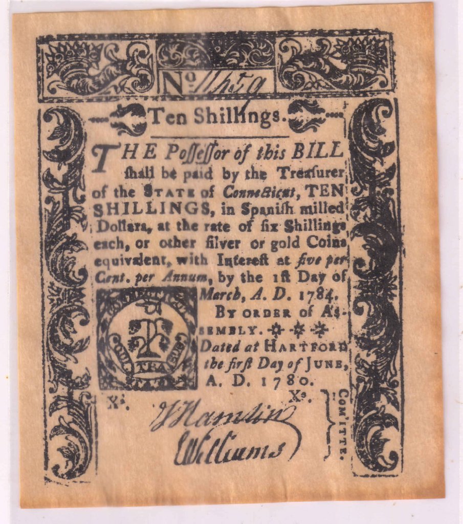 Connecticut – 10 shillings 1780 , reproduction currency note - KB Coins ...