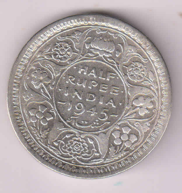 India British - 1/2 rupee 1945 Large 