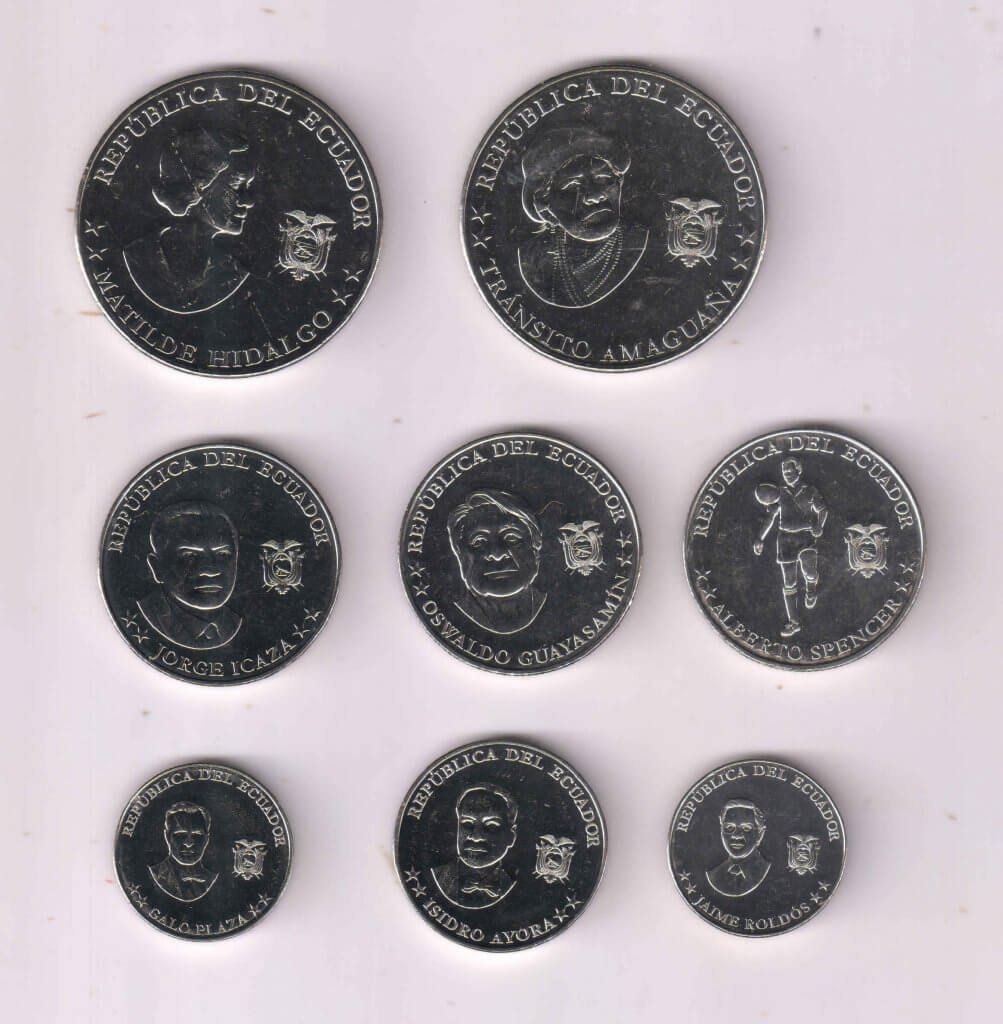 Ecuador NEW 2023 set; 8 different designs: 5, 10, 25, 50 Centavos, Unc ...