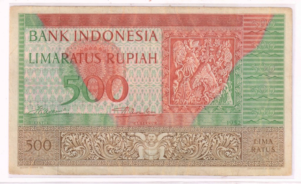 Indonesia - 500 rupiah 1952 scarce vf currency note - KB Coins & Currencies
